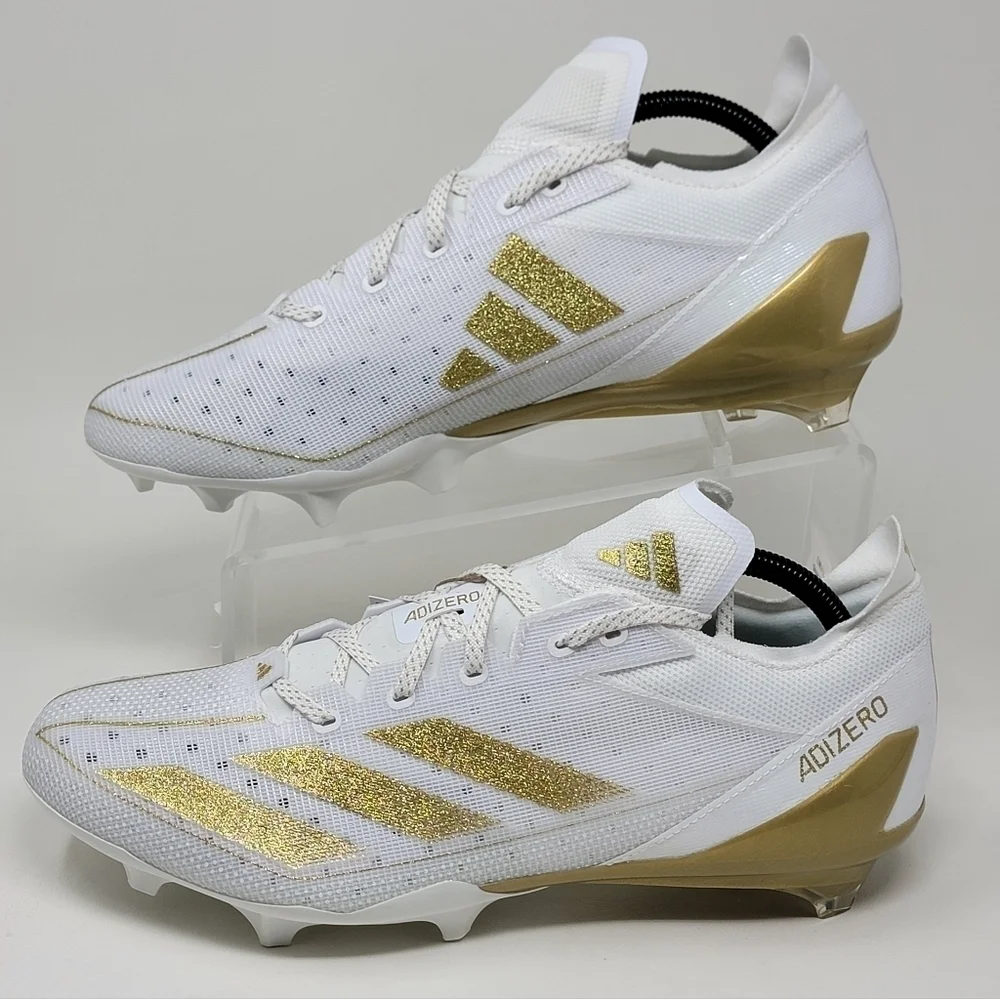 Adidas Adizero Electric Men's Size 9 White Gold Football Cleats IE4381 New